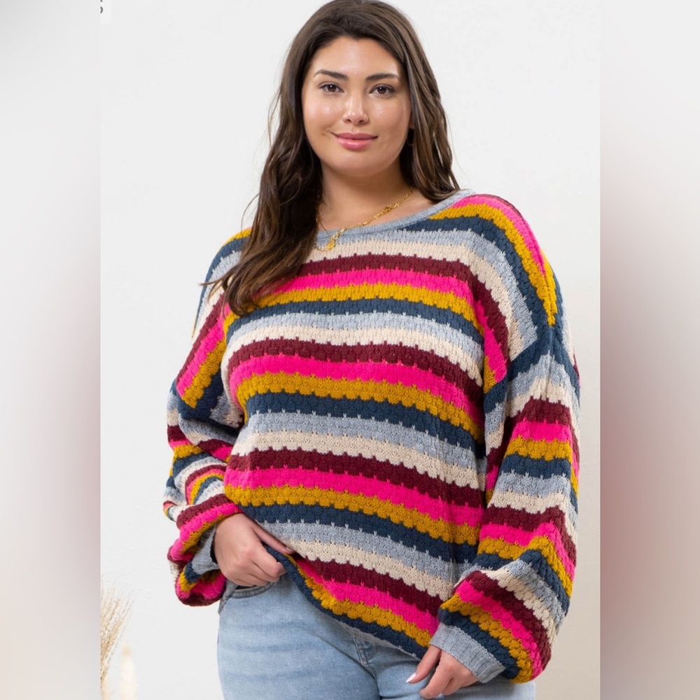 Blu Pepper Striped Multicolor Women's Sweater Size S